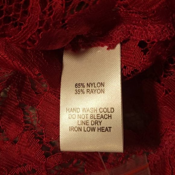 Lulus Womens Crop Top Red Floral Long Sleeve Keyhole Lace Nylon Blend S New - Picture 8 of 8